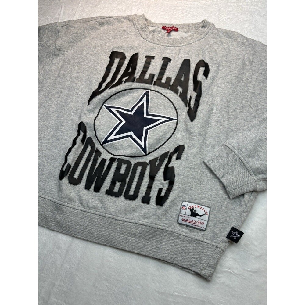 Dallas Cowboys Mitchell & Ness Throwback NFL Football Womens XL Gray Sweatshirt